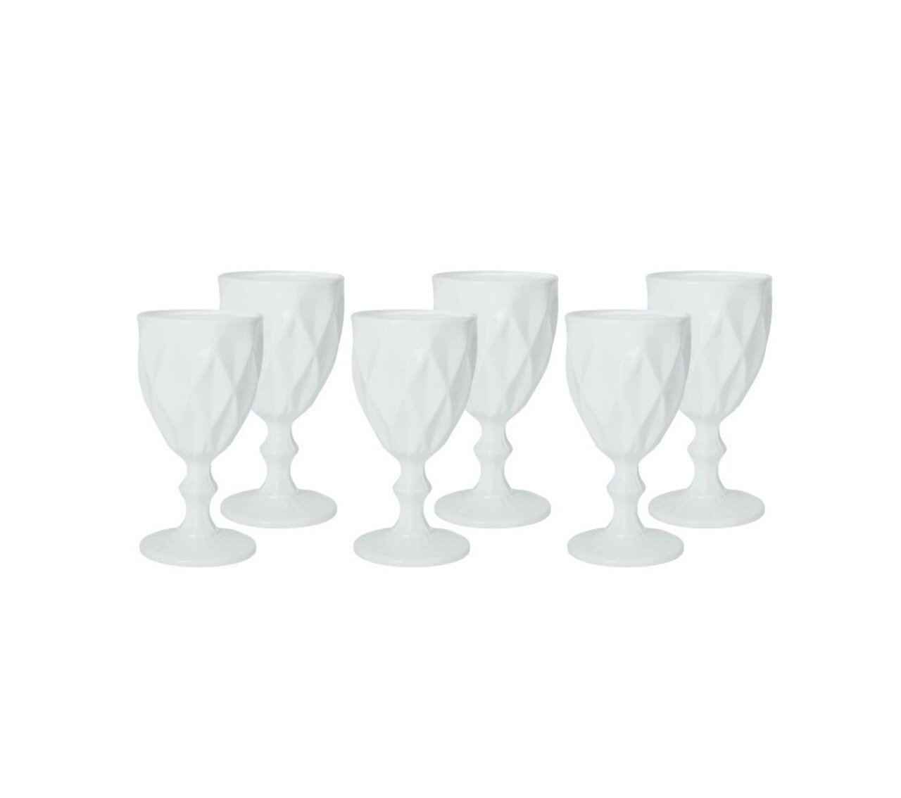 Set 6 pahare, Diamante Bianco, Brandani, 8x16 cm, 250 ml, sticla, alb - imagine 5